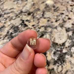 “M” initial single stud earring
